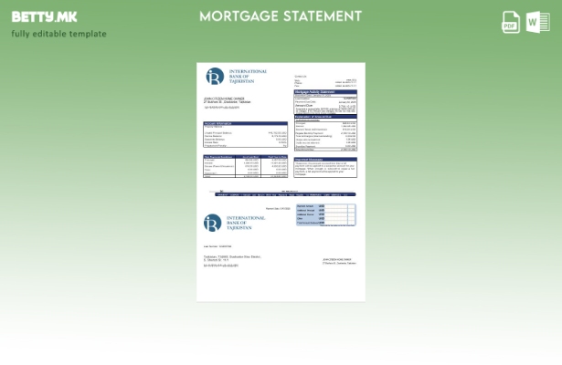 модерен стил Таџикистан ИТБ банкарски извештај за хипотека во шаблон формати Wor